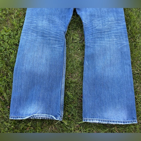 Levis 537 Slim Bootcut Mens 38x30 Denim Jeans Distressed Y2K Cowboy Rocker Biker - Picture 11 of 12